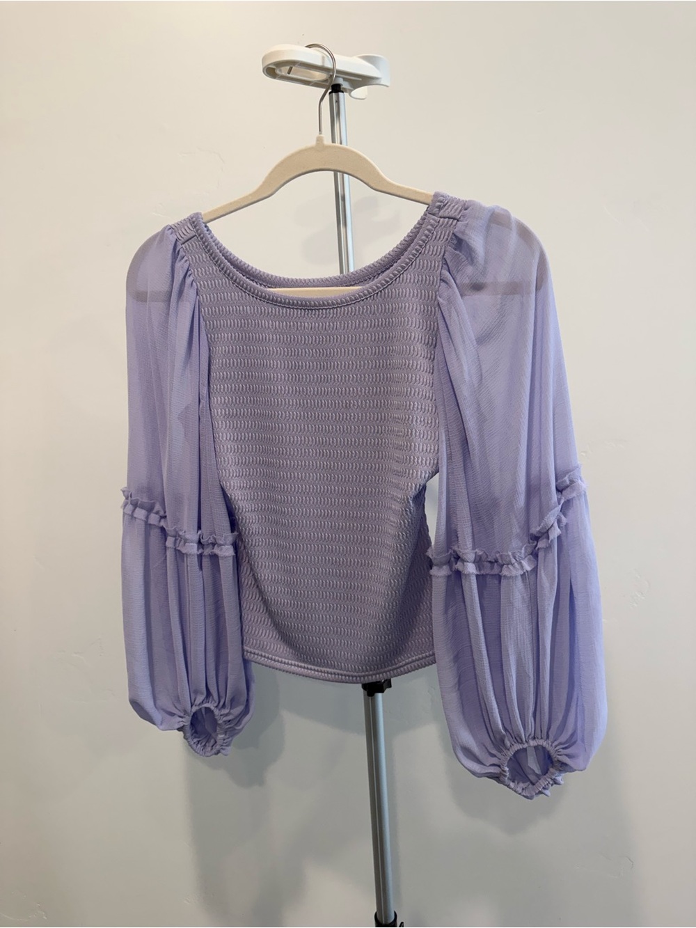 Anthropologie Lilac Balloon-Sleeve Knit Top - Women's